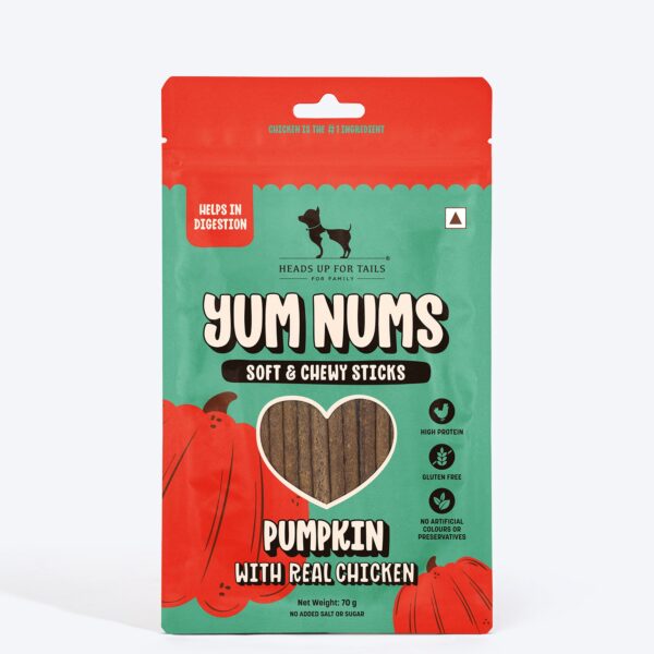 HUFT Yum Nums Soft & Chewy Sticks Pumpkin with Real Chicken Treat For Dogs - 70 g